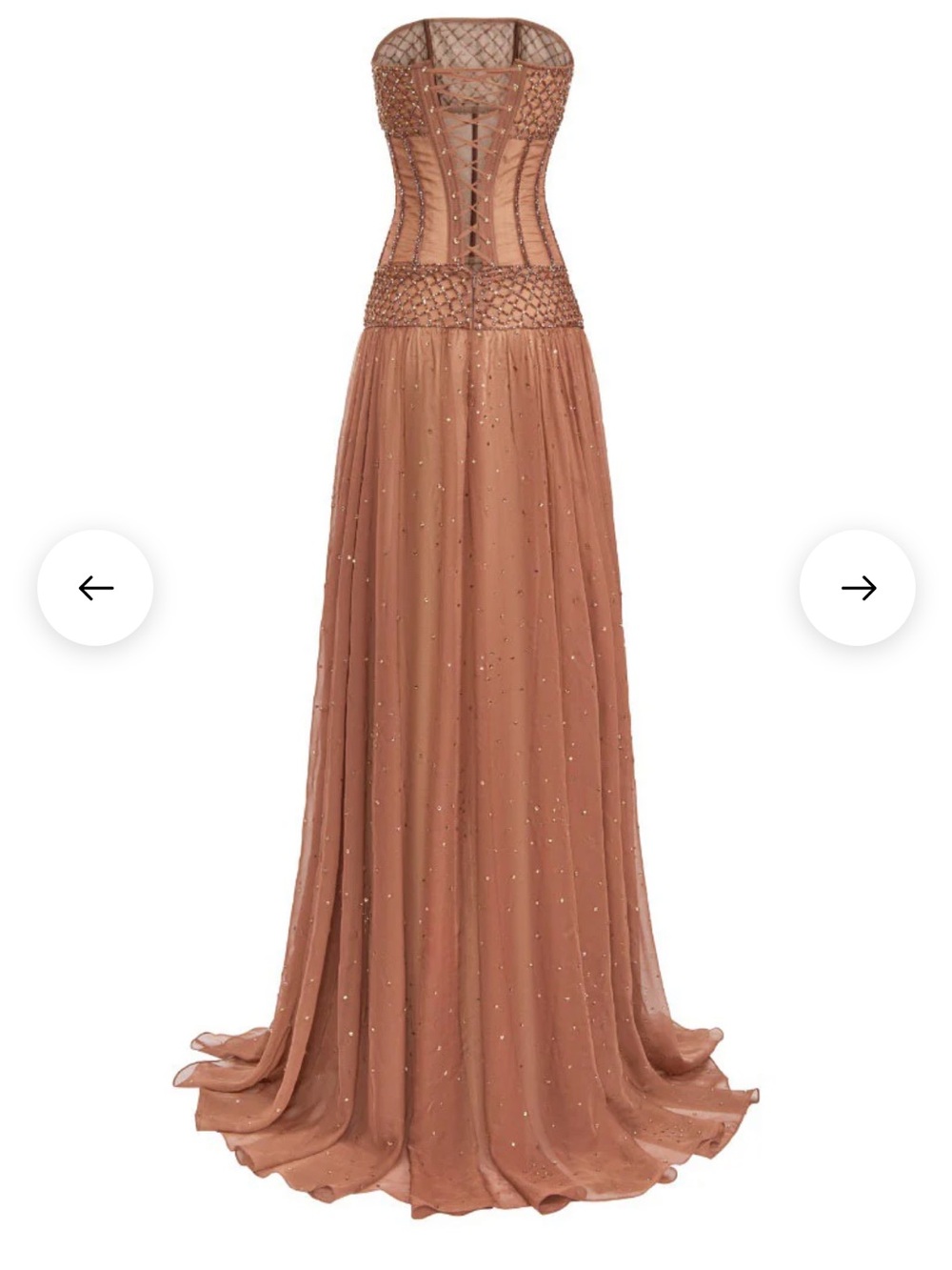 Strapless Brown Chiffon Maxi Dress - Picture 3 of 5